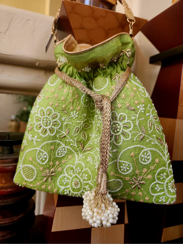 Leaf Green Chikankari Potli