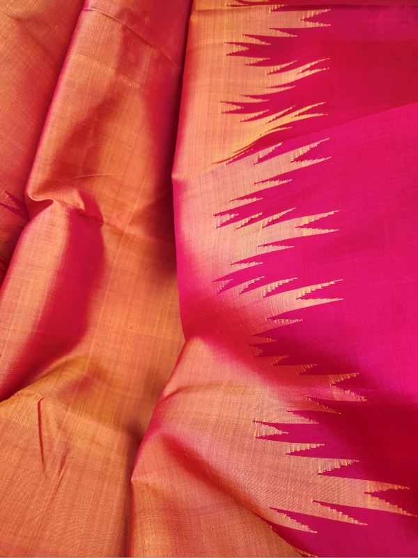 Saffron Rani Temple Silk Kanjivaram