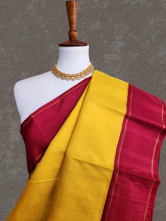 Yellow Korvai Kanjivaram Silk Saree