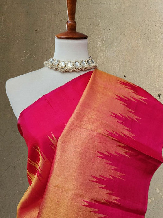 Saffron Rani Temple Silk Kanjivaram