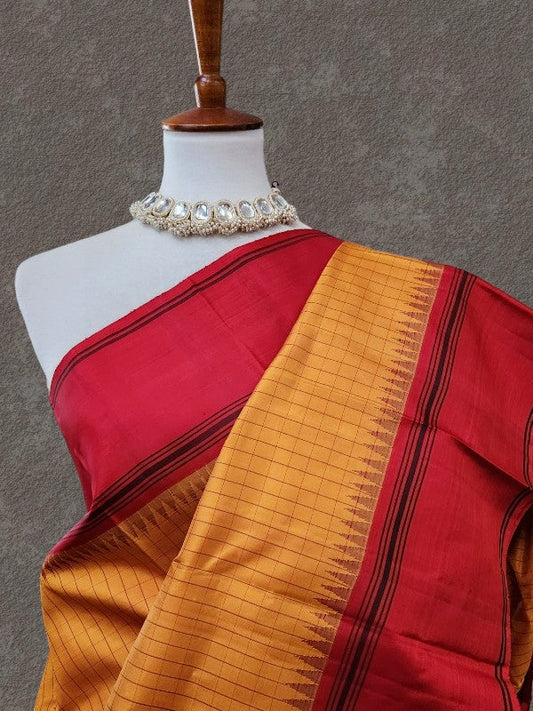 Haldi Kumkum Check Silk Kanjivaram