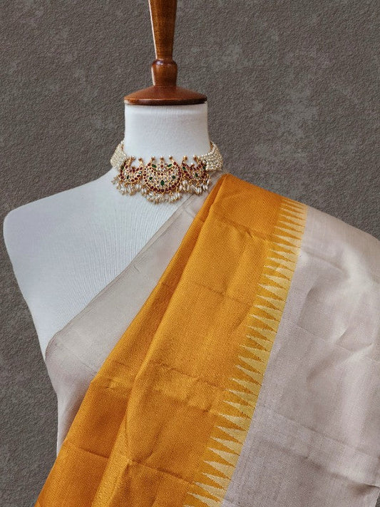 Yellow Temple Silk Kanjivaram Saree