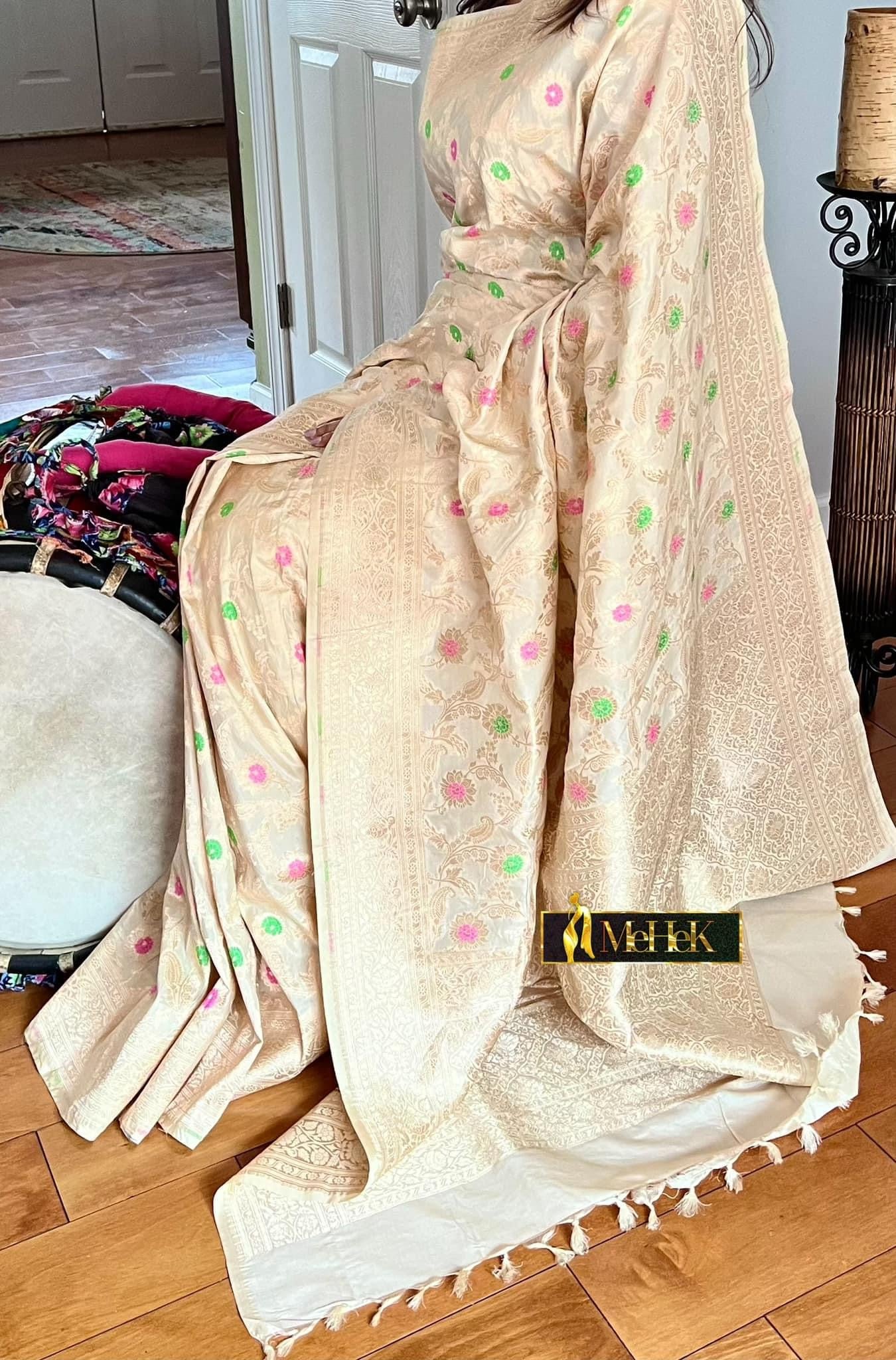 Benarasi Silk Saree -Biege /Cream Color